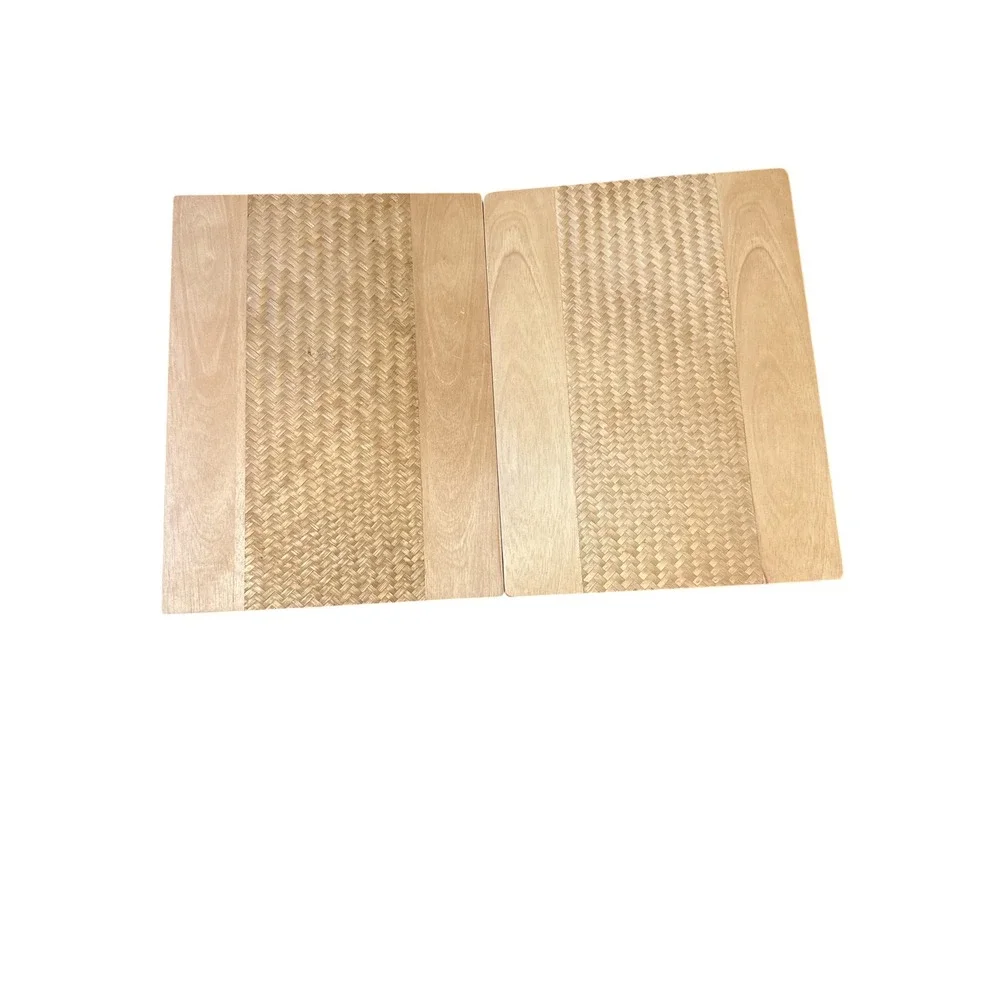 Cloverleaf Placemats Set of 4 Brown Woven Wood Bamboo Boho Dining Mats‎